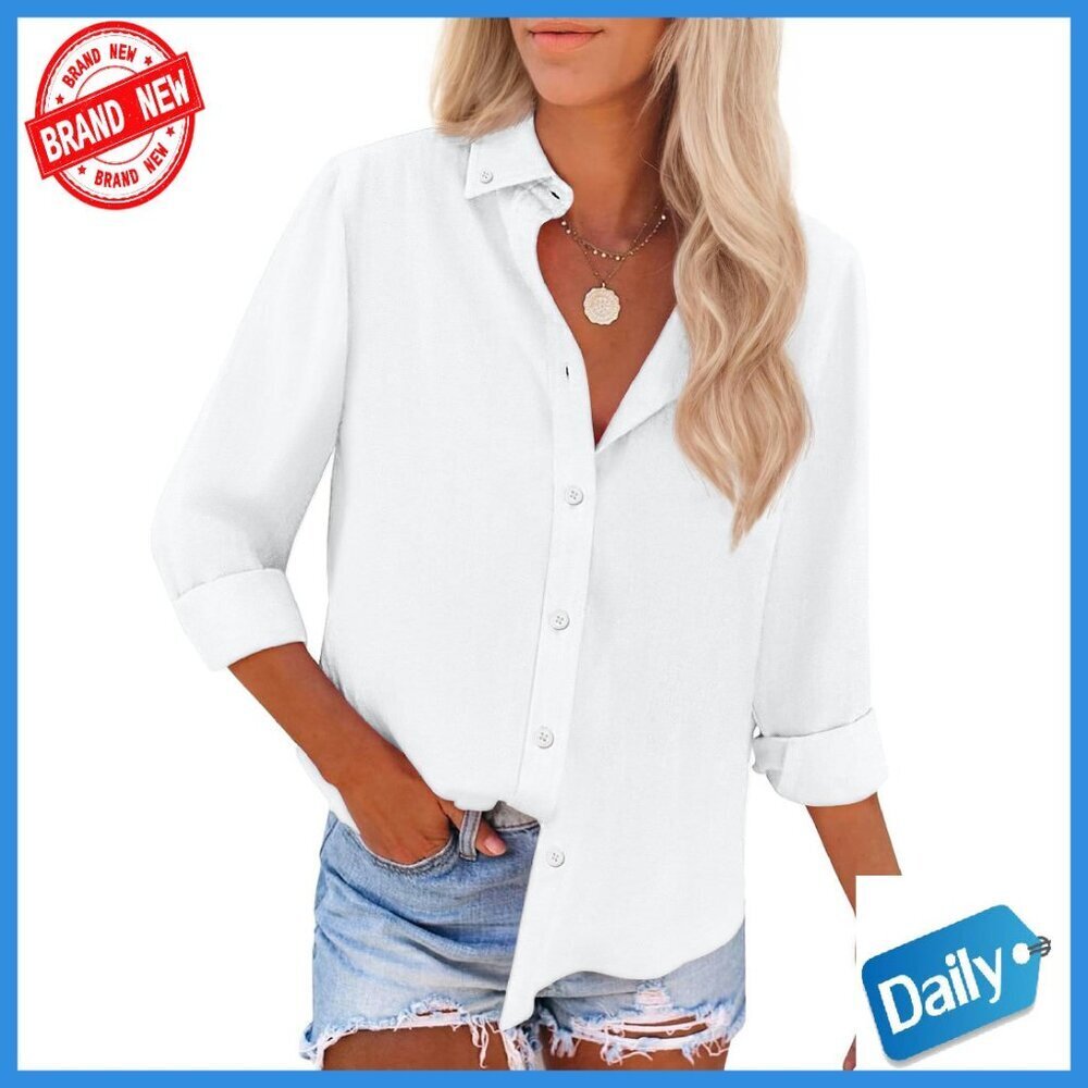 Women's Oxford Cotton Button Down Shirt Long Sleeve Wrinkle Free Blouse